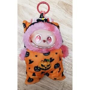 Labubu Monster Halloween Pumpkin Outfit 2 Piece Dress Up Costume Orange Black